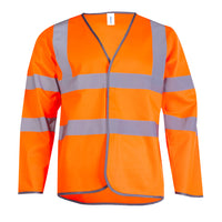 Long Sleeve Hi Vis Safety Waistcoat - Orange - S - UC802