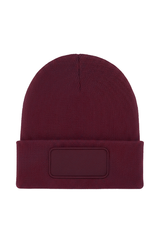 Rectangular Patch Beanie - Maroon - ONE - UC410