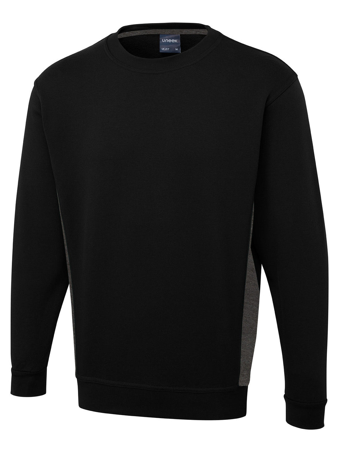 Two Tone Crew Neck Sweatshirt - Black/Charcoal - XS - UC217