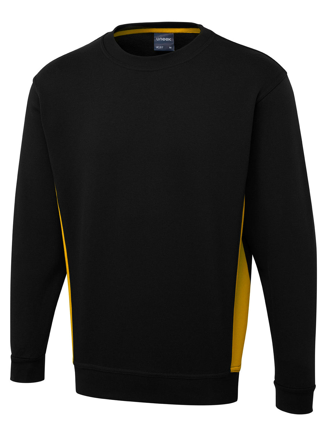 Two Tone Crew Neck Sweatshirt - Black/Yellow - XS - UC217