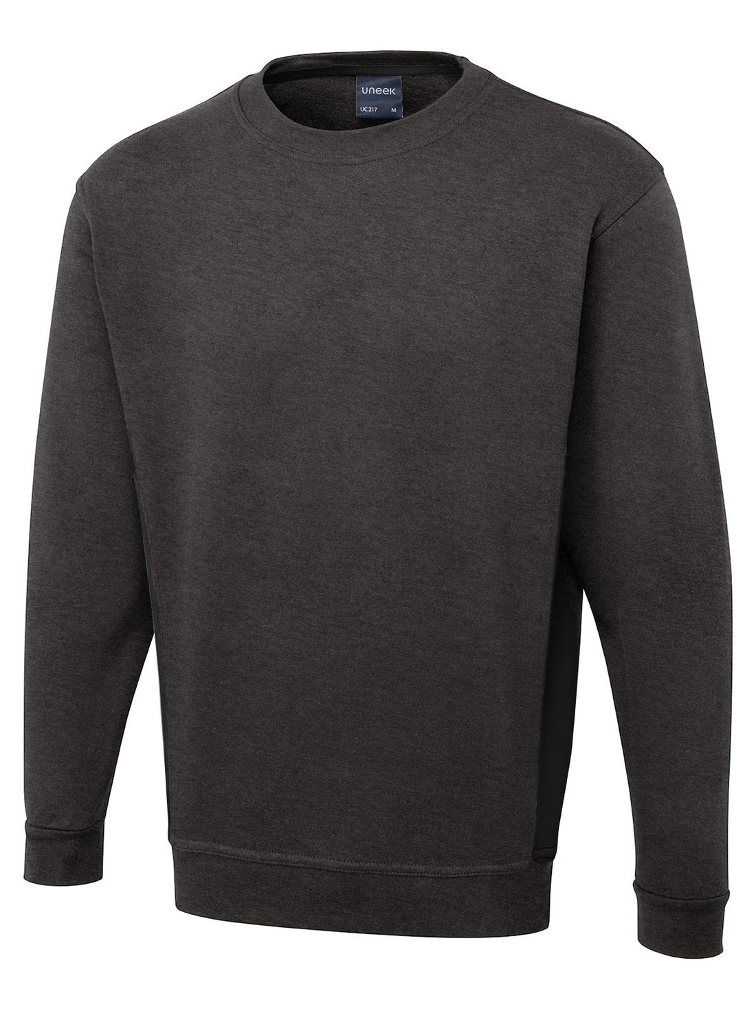 Two Tone Crew Neck Sweatshirt - Charcoal/Black - XS - UC217