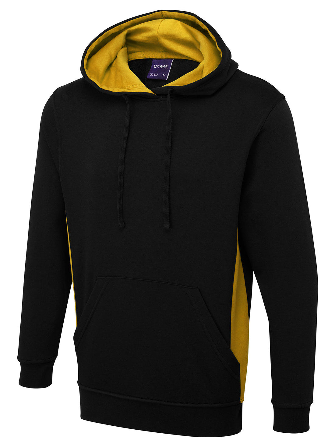 Two Tone Hooded Sweatshirt - Black/Yellow - XS - UC517