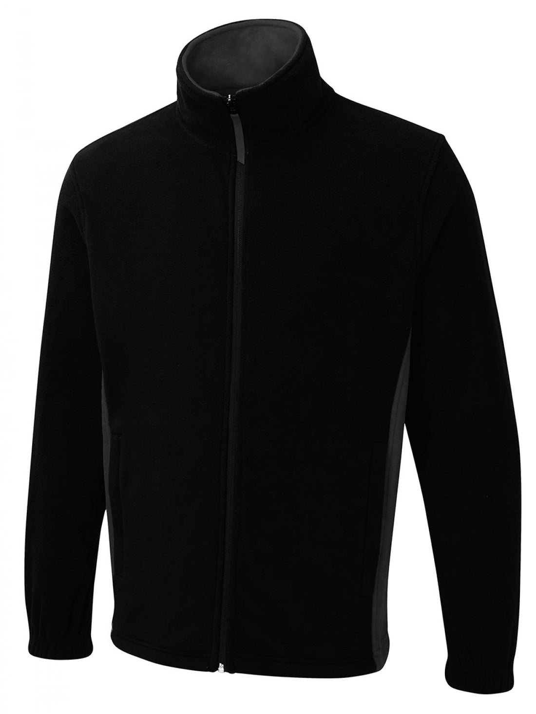 Two Tone Full Zip Fleece Jacket - Black/Charcoal - XS - UC617