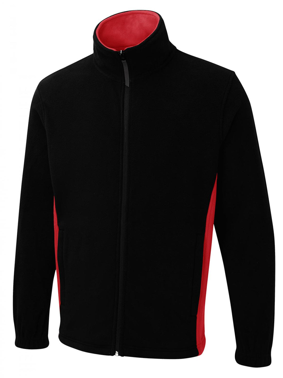 Two Tone Full Zip Fleece Jacket - Black/Red - XS - UC617