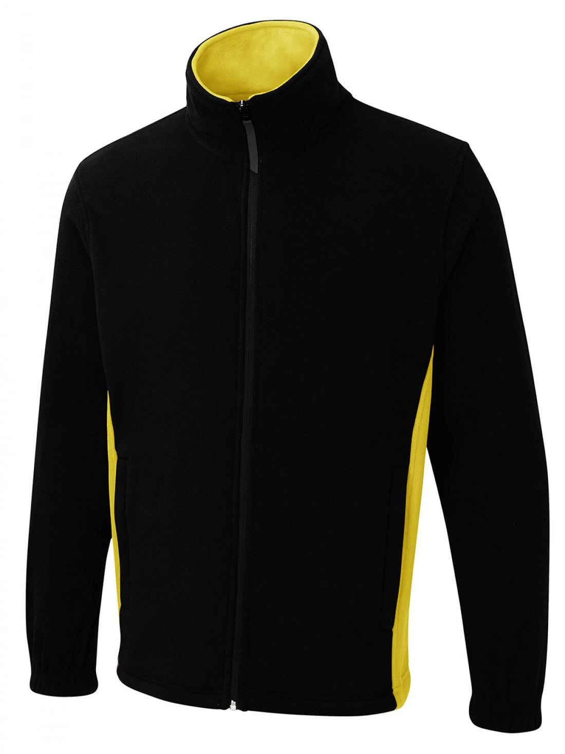 Two Tone Full Zip Fleece Jacket - Black/Yellow - XS - UC617